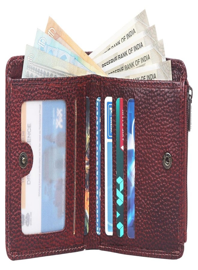 WildHorn Genuine Leather Women’s Wallet - Compact Clutch Purse with 6 Card Slots, Secure Snap & Zip Closure - Everyday Organizer (Bombay Brown) - Image 5